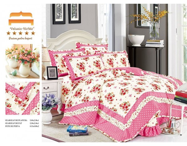 Lenjerie cu volanase si broderie 4 piese GM18 Lenjerie cu volanase si broderie 4 piese GM18